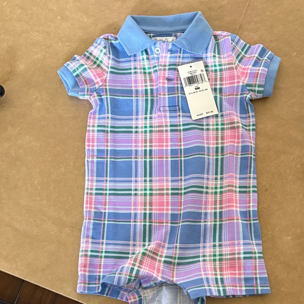 Ralph Lauren Polo-Style Plaid Romper - NWT